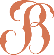 A stylized orange captical letter B.